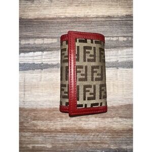FENDI Key Case Key Holder Zucca Zucca Leather Canvas Authentic With COA